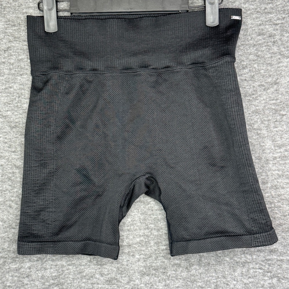 PINK Active Bike Gym Athleisure Black shorts Textured Stretch Women's Large L‎